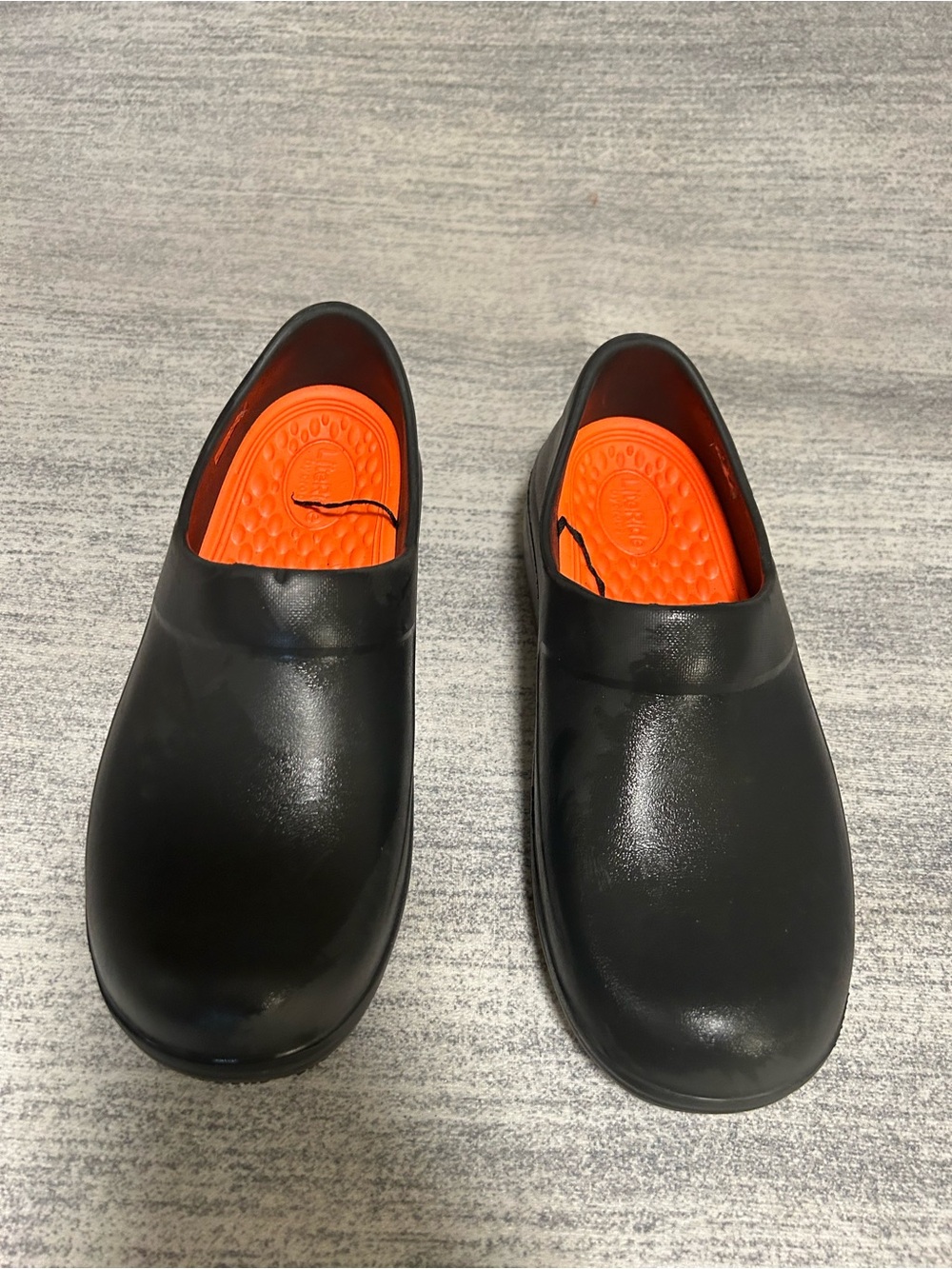 CROCS Men's Black Slip-On Clogs with Orange Insoles